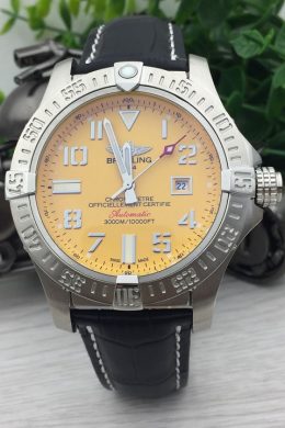 Breitling yellow face silver cases